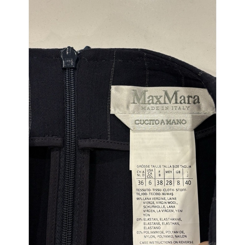 Max Mara Black Wool Pinstripe Sheath Dress Cap Sleeve Size 6 - Picture 13 of 14